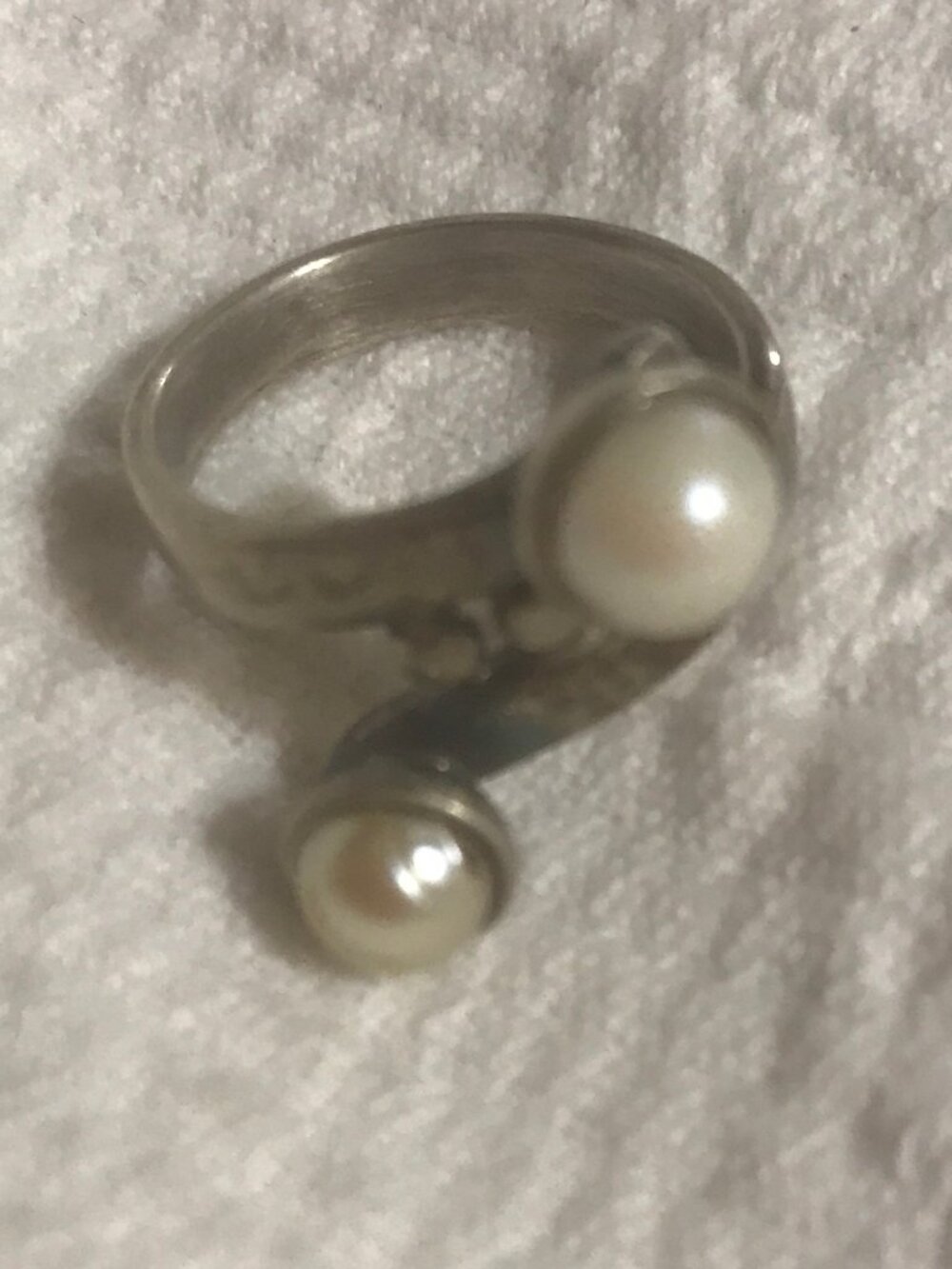 Boho Vintage Sterling Silver Pearl Ring